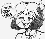  animal_crossing anthro black_and_white canine dialogue dog english_text female isabelle_(animal_crossing) mammal monochrome nintendo noodle-lu reaction_image smile speech_bubble text video_games 