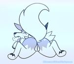  anthro blue-rum blush butt canine claws fangs female fluffy fluffy_tail looking_back lycanroc mammal midday_lycanroc nintendo nude paws pok&eacute;mon pok&eacute;mon_(species) pussy rear_view solo spike_(disambiguation) tongue video_games watermark 