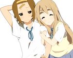  arm_hug bad_id bad_pixiv_id bandaid bandaid_on_forehead blonde_hair blush brown_eyes brown_hair closed_eyes dutch_angle k-on! kotobuki_tsumugi long_hair multiple_girls ore_deshita school_uniform short_hair smile tainaka_ritsu 