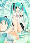  absurdres aqua_eyes aqua_hair bad_id bad_pixiv_id barefoot bridal_gauntlets elbow_gloves feet fingerless_gloves gloves hachune_miku hatsune_miku hatsune_miku_(append) highres keika_(falier00) long_hair necktie smile soles solo twintails very_long_hair vocaloid vocaloid_append 