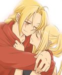  1girl blonde_hair bloom couple edward_elric fullmetal_alchemist happy hetero hug long_hair neko_yuuko smile winry_rockbell 