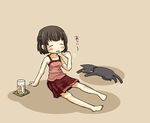  brown_hair cat chibi fatal_frame fatal_frame_3 hagino_chiyoko hinasaki_miku hot midriff skirt solo tea 