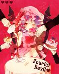  animal_ears bad_id bad_pixiv_id bunny_ears cake candy chair cup food hat heart kneehighs lollipop miyako_(xxxbibit) one_eye_closed purple_hair remilia_scarlet shaped_lollipop short_hair socks solo spoon stuffed_animal stuffed_toy sugar_cube table teacup teapot touhou 