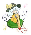  1girl ^_^ bad_id bad_pixiv_id blush chibi closed_eyes crayon drawing eyeball hat hat_ribbon heart heart_of_string komeiji_koishi minigirl musical_note oversized_object rakucat ribbon solo touhou white_hair 