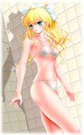  bikini blonde_hair dutch_angle green_eyes highres honeycoming_royalsweet md5_mismatch miharin solo swimsuit tagaya_marino twintails wet 