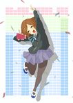  bad_id bad_pixiv_id brown_hair closed_eyes confetti highres hirasawa_yui k-on! pantyhose pencil_case school_uniform shoes short_hair solo tw2ko utauyo_miracle uwabaki 