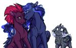  2017 artemis_(lopoddity) blue_eyes cosmic_hair duo_focus equine eye_scar eyes_closed fan_character fluffy friendship_is_magic group horn inner_ear_fluff lopoddity mammal my_little_pony my_little_pony_the_movie nuzzling princess_luna_(mlp) scar simple_background smile tempest_shadow_(mlp) unicorn white_background wing_hug winged_unicorn wings 
