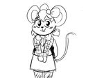  anthro black_and_white blush bow buckteeth child cute eyelashes female hair looking_at_viewer mammal monochrome mouse mousey_(ttda) rodent sheetstane solo teeth try_to_date_animals young 