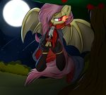  2014 apple apple_tree bat_pony cape castlevania clothed clothing dracula eyebrows eyelashes fangs female floating flutterbat_(mlp) fluttershy_(mlp) food friendship_is_magic fruit fully_clothed glowing glowing_eyes hair konami long_hair madacon moon my_little_pony night_sky outside parody pink_hair red_eyes slit_pupils smile solo spread_wings star tree video_games wings 