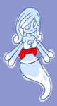  big_breasts blue_clothing blue_dress blue_eyes blue_hair blue_skin bow breasts clothed clothing cute dress female ghost hair hi_res not_furry quasi quasi-ghost simple_background solo spirit sweer-tomato tentacles 
