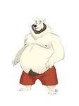  2017 5_fingers anthro bear beard claws clothed clothing digital_media_(artwork) facial_hair fur furrybob hi_res male mammal nipples overweight shorts simple_background standing toe_claws toes white_background 