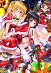  arm_warmers bangs bell belt belt_buckle black_belt black_hair blend_s blonde_hair blue_eyes blunt_bangs blurry blurry_foreground blush boots bow box breasts brown_hair buckle building capelet chestnut_mouth christmas_lights christmas_ornaments christmas_tree cleavage commentary_request depth_of_field dress eyebrows_visible_through_hair fur-trimmed_boots fur-trimmed_dress fur-trimmed_hat fur_trim gift gift_box green_bow hair_bell hair_between_eyes hair_ornament hand_on_hip high_heel_boots high_heels highres hinata_kaho hoshikawa_mafuyu house kneeling large_breasts long_hair looking_at_viewer looking_back low_twintails medium_breasts multiple_girls night night_sky nose_blush outdoors parted_lips purple_eyes red_capelet red_dress red_footwear sack sakuranomiya_maika santa_boots santa_costume short_hair sitting sky standing star_(sky) starry_sky striped striped_bow swordsouls thighhighs thighhighs_under_boots twintails very_long_hair white_legwear window 