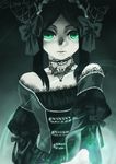  1girl black_hair dress gothic_lolita green_eyes kuroshitsuji long_hair looking_at_viewer sieglinde_sullivan 