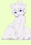  anthro balls blue_eyes blush canine child cub dog flaccid foreskin humanoid_penis mammal nipples penis simple_background sirotae_konnta sitting uncut young 