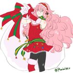  christmas christmas_tree fire_emblem fire_emblem_heroes fire_emblem_if gloves hairband hat insarability long_hair looking_at_viewer pantyhose pink_hair red_gloves santa_costume simple_background smile soleil_(fire_emblem_if) solo very_long_hair white_background 