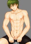  1boy blush cum free!! male_focus nipples sitting solos tachibana_makoto topless undressing 