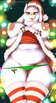  2017 anthro areola breasts caprine christmas clothing clothing_lift female goat hat holidays holly_(plant) horn lapinstein legwear mammal nipples open_mouth plant santa_hat solo striped_legwear stripes toriel undertale underwear video_games 