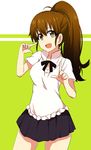  absurdres brown_eyes brown_hair highres long_hair open_mouth ponytail taneshima_popura tarokichi wagnaria_uniform waitress working!! 