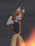  canine child clare_tavin cub dream_mirage female flat_chested gun loli mammal ranged_weapon simple_background standing timber_wolf weapon wolf young 