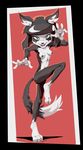  2017 action_pose anthro black_fur black_hair black_nipples breasts canine female fox fur goshaag hair mammal nastypoke_(character) nipples nude pose solo 