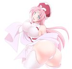  1girl aqua_eyes artist_request ass bare_shoulders blush breasts elbow_gloves forehead_mark gloves hat houshin_engi huge_ass large_breasts leotard long_hair looking_at_viewer open_mouth pink_hair shawl shiny shiny_skin smile so_dakki solo thighhighs very_long_hair 