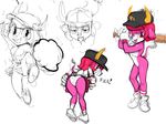  anthro baseball_bat blue_nose bovine buffalo_bell clothed clothing dialogue drooling english_text female filthypally hair hi_res horn mammal mascot mostly_nude multiple_images multiple_poses nippon_professional_baseball orix_buffaloes panties pink_eyes pink_hair pom_poms pose saliva simple_background sketch skirt smile solo text tongue tongue_out underwear white_background 