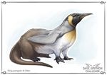  ambiguous_gender avian beak bird black_beak brown_fur digital_media_(artwork) feral fur hybrid mammal mustelid otter pechschwinge penguin simple_background solo white_background 
