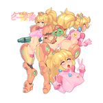  adapted_costume ahegao arm_cannon ass ass_biting bent_over biting blonde_hair breasts cameltoe cosplay covered_nipples crop_top crown double_v full_body large_breasts mario mario_(series) metroid metroid_(creature) navel open_mouth ponytail power_armor princess_peach samus_aran samus_aran_(cosplay) stomach super_mario_bros. thong tongue tongue_out transparent_background true_devirish v varia_suit weapon zero_suit 