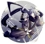  black_gloves blue_eyes elbow_gloves gen_7_pokemon gloves grey_background grey_hair kgbt_i looking_afar male_focus personification pokemon solo xurkitree 