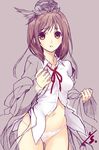  brown_eyes brown_hair crown panties ribbon sangoku_rensenki school_uniform underwear yamada_hana yuuki_mitsuru 