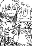  2koma blush circe_(fate/grand_order) comic fate/grand_order fate_(series) fujimaru_ritsuka_(female) greyscale monochrome multiple_girls ono_misao open_mouth sneezing snot sweat translation_request 