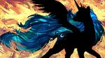  2013 absurd_res cosmic_hair crown cutie_mark equine feathered_wings feathers female friendship_is_magic genjilim hair hi_res horn long_hair looking_back mammal my_little_pony pose princess_luna_(mlp) silhouette solo spread_wings wallpaper winged_unicorn wings 
