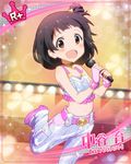  black_hair blush dress idolmaster idolmaster_million_live! idolmaster_million_live!_theater_days microphone nakatani_iku red_eyes short_hair singing 