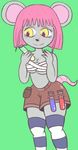 anthro breasts clothed clothing female fizwack hair legwear mammal mouse pink_hair rodent solo thigh_highs 
