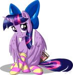  2017 alpha_channel book bow clothing cute english_text equine eyelashes feathered_wings feathers female friendship_is_magic hair horn legwear looking_at_viewer makeup mammal mascara multicolored_hair my_little_pony purple_eyes simple_background sirzi sitting smile socks solo striped_legwear striped_socks stripes text transparent_background twilight_sparkle_(mlp) winged_unicorn wings 