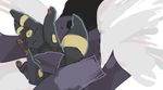  :3 animal_ears arms_up eyes_closed feet full_body jkwaipa0926 lowres lying no_humans on_back paws pokemon pokemon_(creature) pokemon_gsc smile solo tail umbreon 