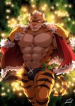  2017 abs anthro badtiger biceps big_muscles christmas clothing digital_media_(artwork) feline fur hi_res holidays male mammal muscular muscular_male pecs simple_background stripes tiger 