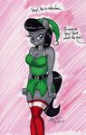  2017 anthro anthrofied black_hair breasts cleavage clothed clothing cloting costume dialogue elf_costume english_text equine female friendship_is_magic hair horse legwear mammal my_little_pony newyorkx3 octavia_(mlp) pony purple_eyes solo stockings text 