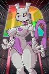  2017 3_fingers anthro breasts collar female legendary_pok&eacute;mon mega_stone mewtwo nintendo nipples nude open_mouth pok&eacute;mon pok&eacute;mon_(species) purple_eyes pussy snappygrey solo video_games 