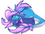 digital_media_(artwork) dragon female feral green_eyes hair oksara purple_hair simple_background solo white_background 