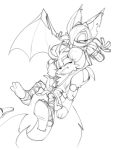 2_tails barefoot big_breasts bigdad breast_squish breasts canine chiropteran covered_mouth fox gi mammal miles_prower monochrome multi_tail nipple_slip nipples rouge_the_bat sonic_(series) wings 