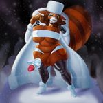  2017 anthro balls big_breasts breasts clothed clothing coat dclzexon dickgirl footwear hair hi_res humanoid_penis intersex legwear long_hair mammal maryll one_eye_closed penis red_panda smile snow solo thick_thighs wink 
