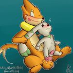  2017 3_toes abdominal_bulge anal anal_penetration animal_genitalia animal_penis asbel_lhant balls big_dom_small_sub blush buizel bulge clenched_teeth crossover digimon duo ear_grab ear_pull ear_tug forced invalid_tag male male/male nintendo penetration penis pok&eacute;mon pok&eacute;mon_(species) questionable_consent semi-anthro sex sheath simple_background sitting size_difference tapering_penis teal_background tears teeth terriermon toes tongue video_games 