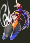  :o andou_mahoro black_background black_hair blue_eyes bodysuit boots covered_navel full_body jacket knee_boots long_hair looking_at_viewer mahoromatic mokerou open_mouth ponytail red_jacket solo thighs white_footwear 