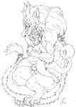  2014 anthro breast_grab breasts claws cum cum_in_pussy cum_inside dragon eastern_dragon female from_behind_position grabbing_from_behind gravewalker hand_on_breast larger_male licking male male/female monochrome nude open_mouth penetration penis pussy scalie semi-anthro sex simple_background size_difference size_play smaller_female toe_claws tongue tongue_out vaginal vaginal_penetration 