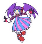  1girl android blue_eyes call_(mighty_no._9) call_d eyebrows hairband headphones long_hair mighty_no._9 open_mouth purple_hair robot skirt solo tied_hair twintails 