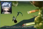  akatsuki_kirika bags_under_eyes banner blonde_hair branch constricted_pupils despair dual_persona gears getting_over_it hair_ornament headphones hood hoodie in_container jewelry missile multiple_girls murakami_hisashi necklace off_shoulder parody playing_games scythe senki_zesshou_symphogear short_hair translation_request upper_body user_interface window_(computing) x_hair_ornament 