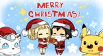  1boy 1girl alolan_vulpix blush chibi christmas kuriyama lillie_(pokemon) pokemon pokemon_(anime) pokemon_sm pokemon_sm_(anime) red_nose santa_hat satoshi_(pokemon) 