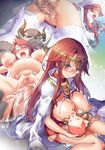  1girl aty_(summon_night) baby blue_eyes blush breast_feeding breasts breasts_apart censored cum cum_in_pussy glasses hat hetero highres impregnation jewelry lactation large_breasts minawa_(hemo) mosaic_censoring nipples open_mouth penis pregnant rape red_hair sagging_breasts sex summon_night summon_night_3 summon_night_5 thighhighs torn_clothes vaginal 