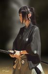  asian black_hair highres japanese_clothes katana original photo-referenced raikoart realistic sheath solo sword weapon 